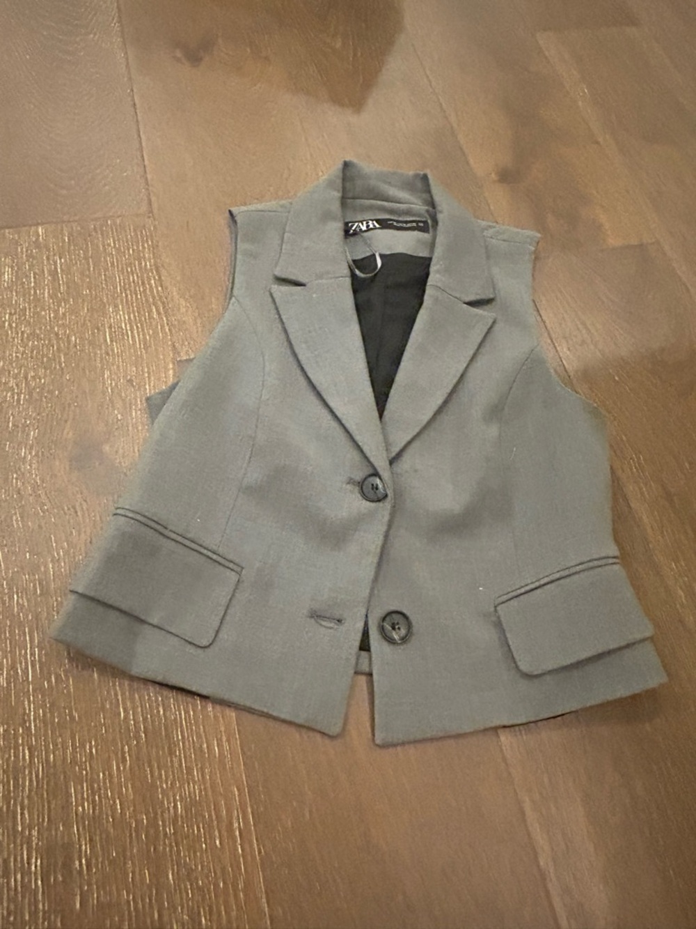 Zara Gray Sleeveless Tailored Blazer Vest